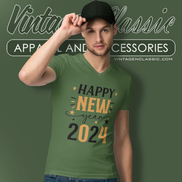 Happy New Year 2024 V Neck TShirt Happy New Year 2024 V Neck TShirt