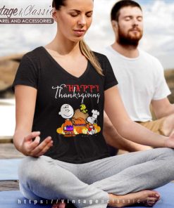 Happy Thanksgiving Snoopy Charlie Brown V Neck TShirt