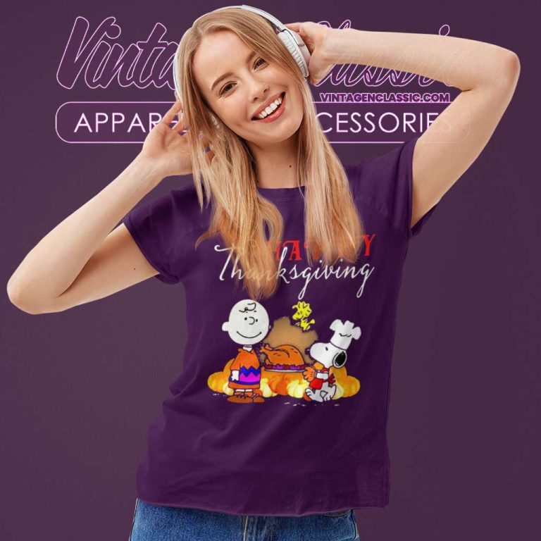 Happy Thanksgiving Snoopy Charlie Brown Women TShirt Happy Thanksgiving Snoopy Charlie Brown Women TShirt