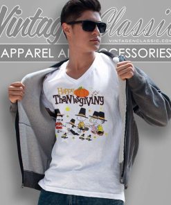 Happy Thanksgiving Snoopy Friends V Neck TShirt