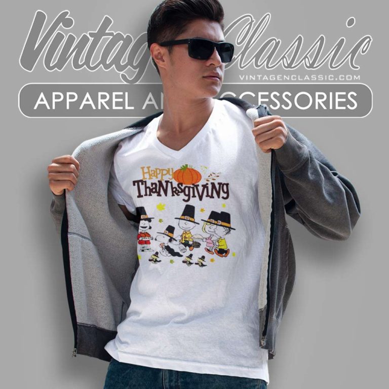 Happy Thanksgiving Snoopy Friends V Neck TShirt Happy Thanksgiving Snoopy Friends V Neck TShirt