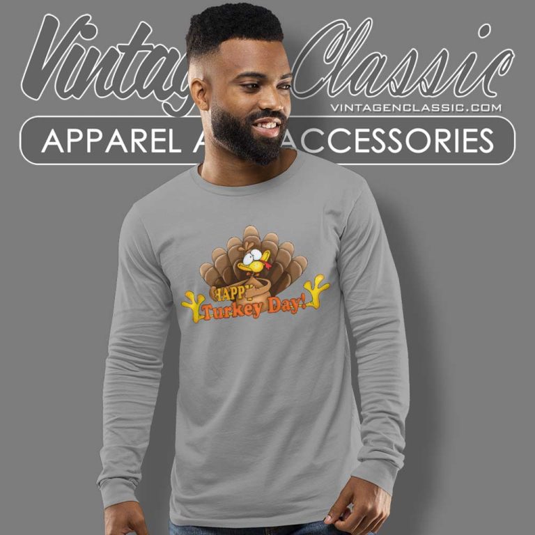 Happy Turkey Day Iron On Transfer For Thanksgiving Long Sleeve Tee Happy Turkey Day Iron On Transfer For Thanksgiving Long Sleeve Tee