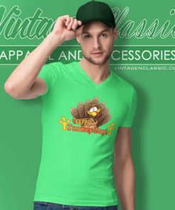 Happy Turkey Day Iron On Transfer For Thanksgiving V Neck TShirt