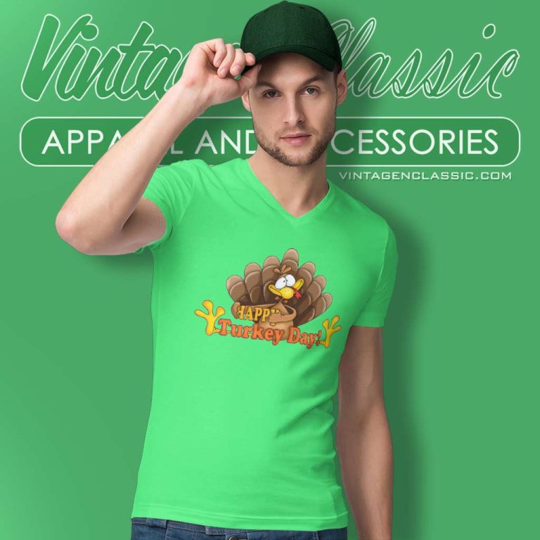Happy Turkey Day Iron On Transfer For Thanksgiving V Neck TShirt Happy Turkey Day Iron On Transfer For Thanksgiving V Neck TShirt