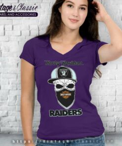 Harley Davidson Skull Las Vegas Raiders V Neck TShirt