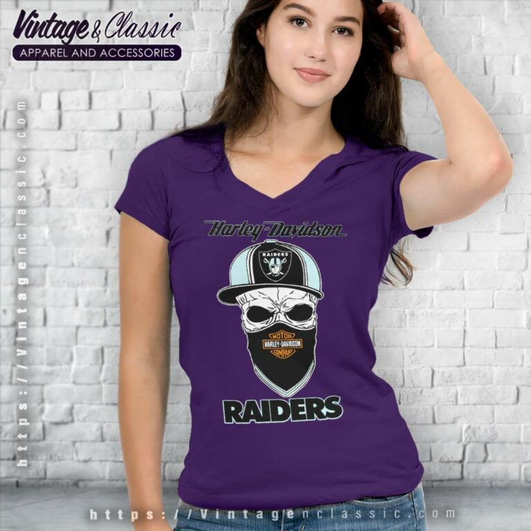 Harley Davidson Skull Las Vegas Raiders V Neck TShirt Harley Davidson Skull Las Vegas Raiders V Neck TShirt