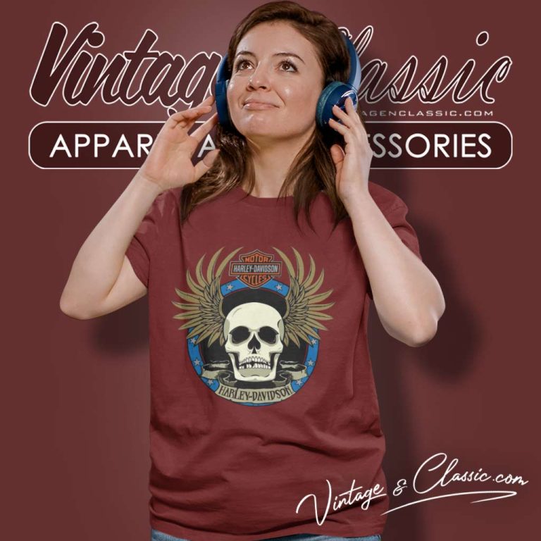 Harley Davidson Winged Skull Embossed Spade Women TShirt Harley Davidson Winged Skull Embossed Spade Women TShirt