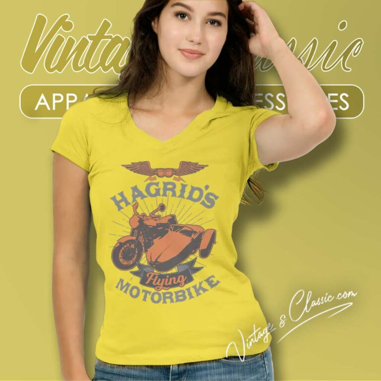 Harry Potter Hagrids Flying Motorbike V Neck TShirt Harry Potter Hagrids Flying Motorbike V Neck TShirt