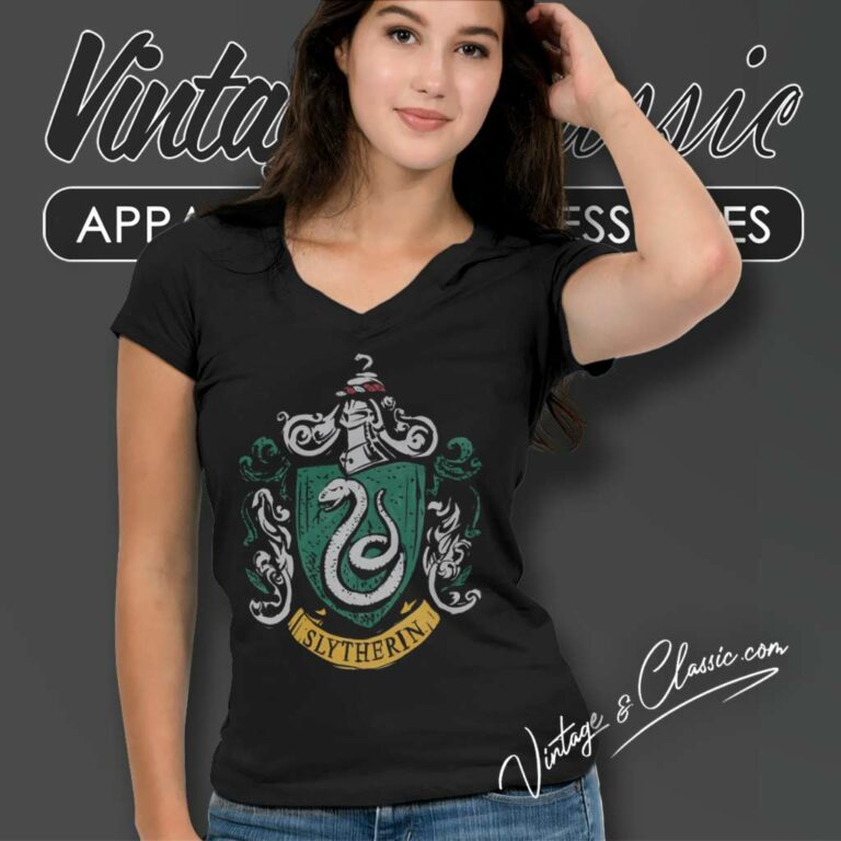 Harry Potter Slytherin Serpents Badge V Neck TShirt Harry Potter Slytherin Serpents Badge V Neck TShirt