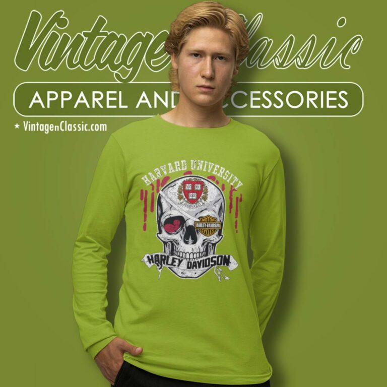Harvard University Harley Davidson Skull Long Sleeve Tee Harvard University Harley Davidson Skull Long Sleeve Tee