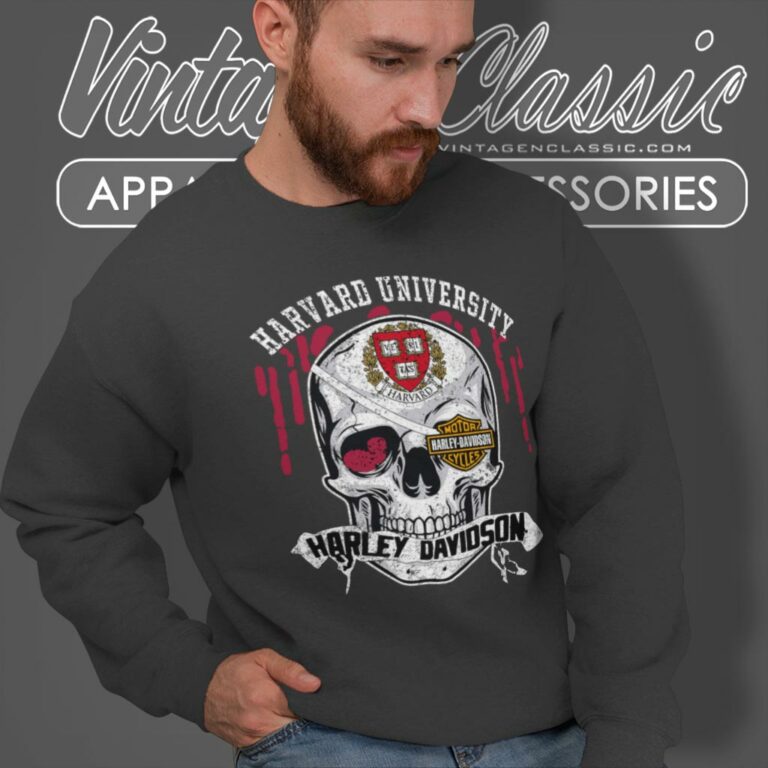 Harvard University Harley Davidson Skull Sweatshirt Harvard University Harley Davidson Skull Sweatshirt
