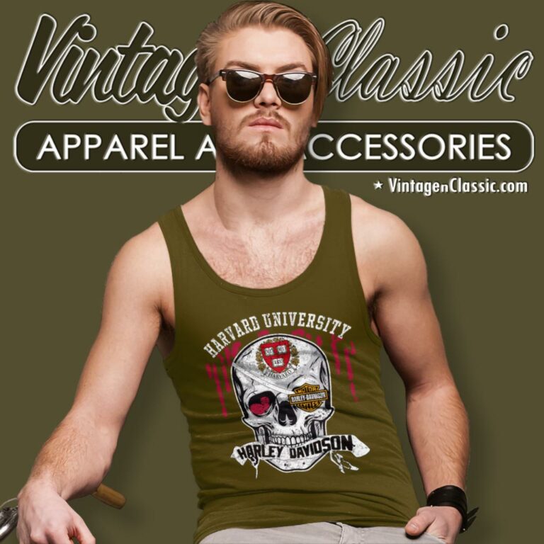 Harvard University Harley Davidson Skull Tank Top Racerback Harvard University Harley Davidson Skull Tank Top Racerback