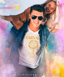 Harvard University The Michigan Of The East Blue V Neck TShirt