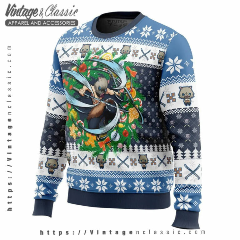 Hashibira Inosuke Demon Slayer Ugly Sweater Ugly Christmas Sweater 2 Hashibira Inosuke Demon Slayer Ugly Sweater Ugly Christmas Sweater 2