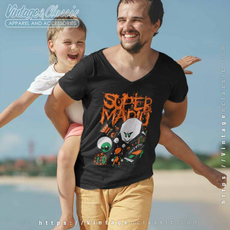 Splatter Band Haunted House 64 Super Mario Game Vneck Splatter Band Haunted House 64 Super Mario Game Vneck