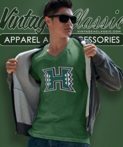 Hawaii Rainbow Warriors Football Logo V Neck TShirt
