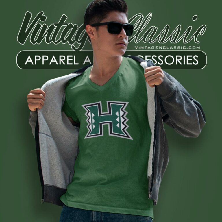 Hawaii Rainbow Warriors Football Logo V Neck TShirt Hawaii Rainbow Warriors Football Logo V Neck TShirt