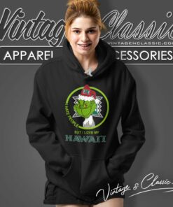 Hawaii Rainbow Warriors Ncaa Christmas Grinch Shirt I Hate People But I Love My Hawaii Hoodie