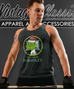 Hawaii Rainbow Warriors Ncaa Christmas Grinch Shirt I Hate People But I Love My Hawaii Tank Top Racerback