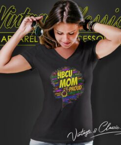 HBCU Mom Shirt Proud Parent Graduation Afro 6 Hbcu Mom Shirt Proud Parent Graduation Afro V Neck TShirt