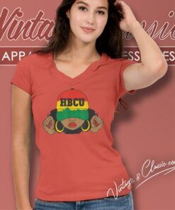 Hbcu Shirt Beautiful Black Hbcu Student In Hat V Neck TShirt