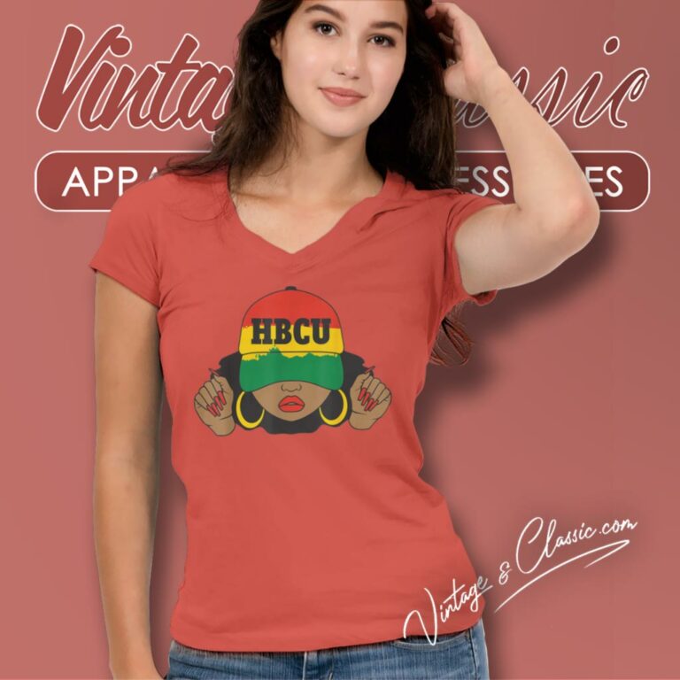Hbcu Shirt Beautiful Black Hbcu Student In Hat V Neck TShirt Hbcu Shirt Beautiful Black Hbcu Student In Hat V Neck TShirt