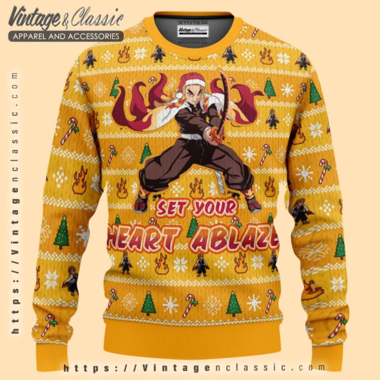 Heart Ablaze Demon Slayer Ugly Christmas Sweater Ugly Christmas Sweater Heart Ablaze Demon Slayer Ugly Christmas Sweater Ugly Christmas Sweater