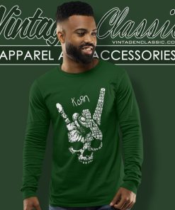 Heart Beat Skull Hand Korn Long Sleeve Tee