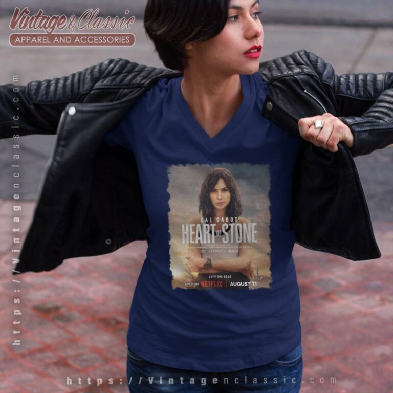Heart Of Stone 2023 Film Poster V Neck TShirt Heart Of Stone 2023 Film Poster V Neck TShirt