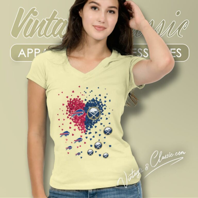 Hearts Love Buffalo Bills And Buffalo Sabres V Neck TShirt Hearts Love Buffalo Bills And Buffalo Sabres V Neck TShirt