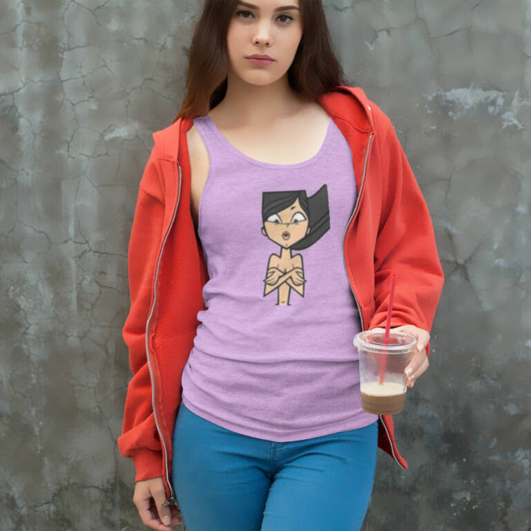 Heather Total Drama Island Shirt Rip Tank Top Racerback Heather Total Drama Island Shirt Rip Tank Top Racerback