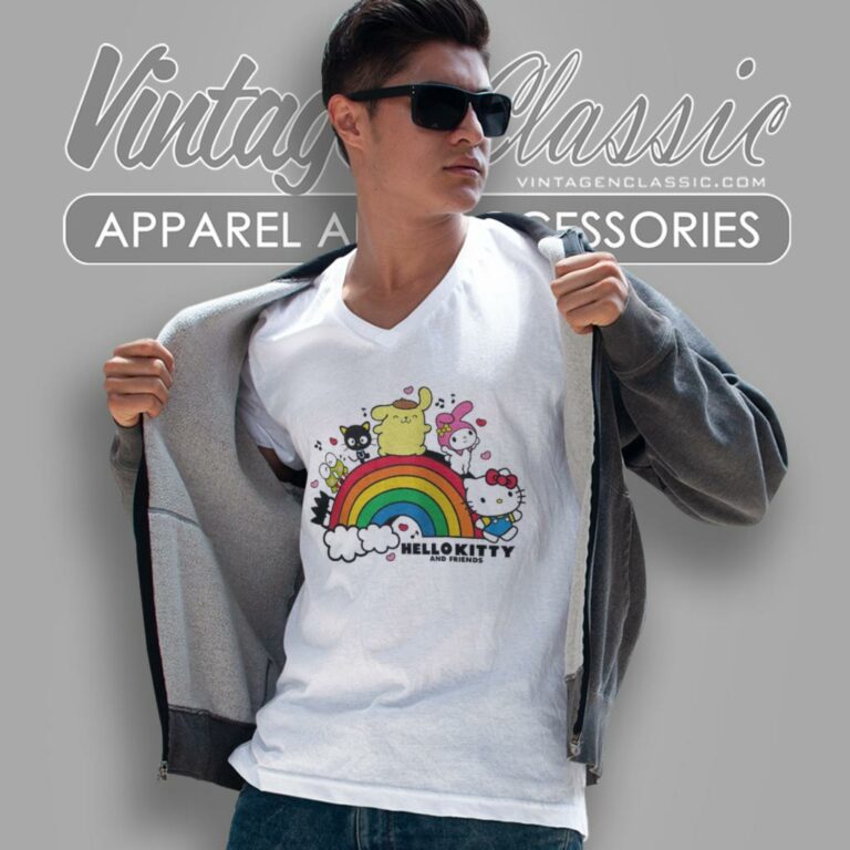 Hello Kitty And Friends Rainbow V Neck TShirt Hello Kitty And Friends Rainbow V Neck TShirt