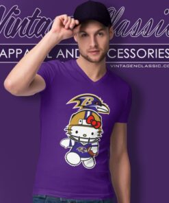 Hello Kitty Baltimore Ravens V Neck TShirt