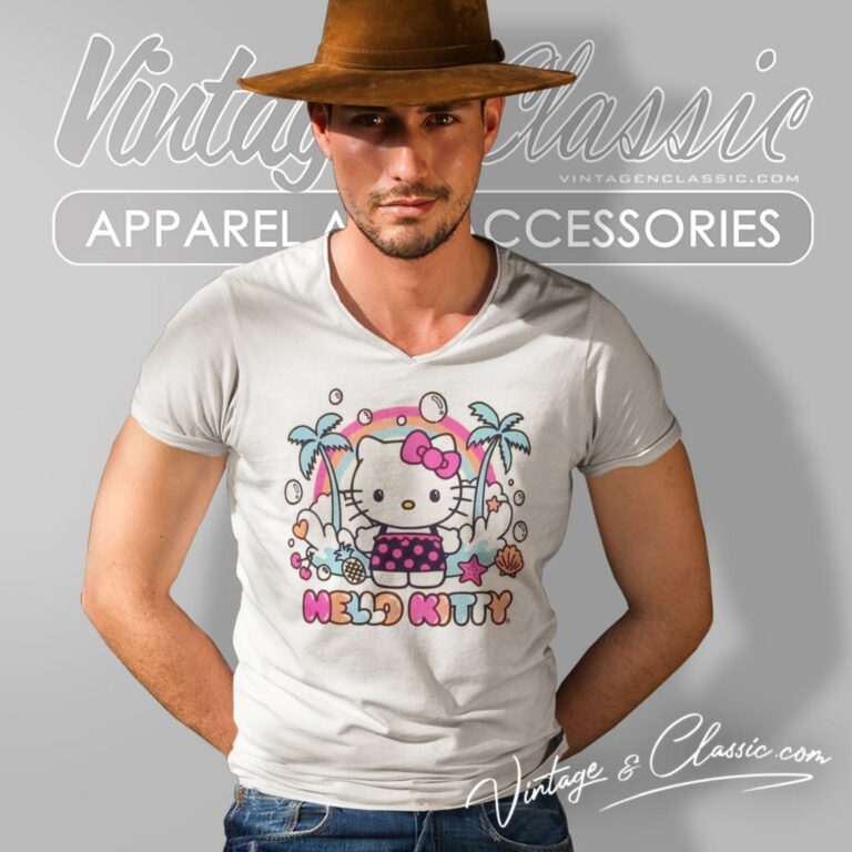 Hello Kitty Beach Vacation V Neck TShirt Hello Kitty Beach Vacation V Neck TShirt