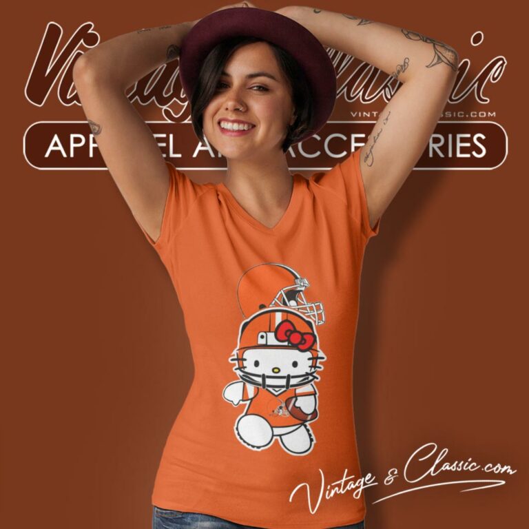 Hello Kitty Cleveland Browns V Neck TShirt Hello Kitty Cleveland Browns V Neck TShirt