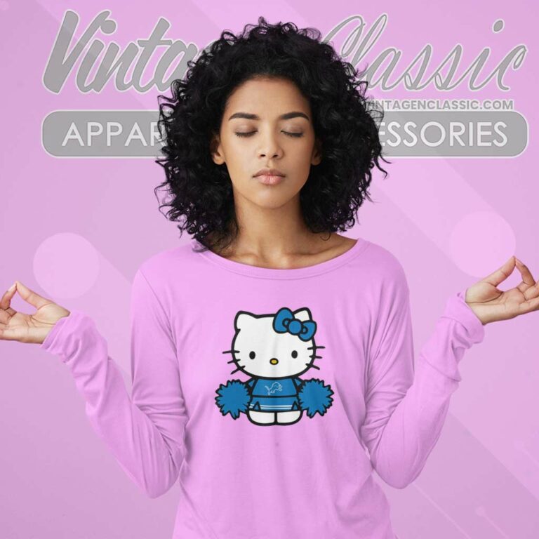 Hello Kitty Detroit Lions Cheerleader Long Sleeve Tee Hello Kitty Detroit Lions Cheerleader Long Sleeve Tee