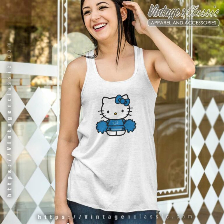 Hello Kitty Detroit Lions Cheerleader Tank Top Racerback Hello Kitty Detroit Lions Cheerleader Tank Top Racerback