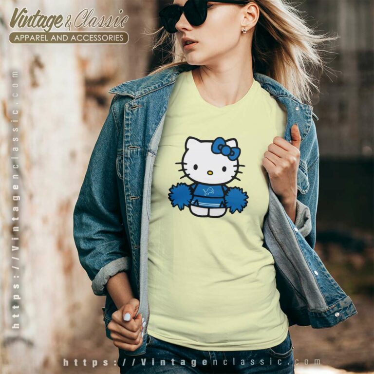 Hello Kitty Detroit Lions Cheerleader V Neck TShirt Hello Kitty Detroit Lions Cheerleader V Neck TShirt