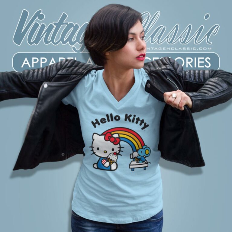 Hello Kitty Ice Cream Party V Neck TShirt Hello Kitty Ice Cream Party V Neck TShirt
