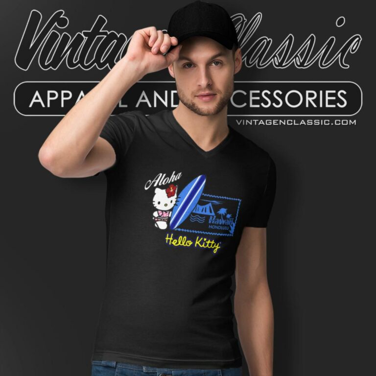 Hello Kitty In Hawaii Aloha V Neck TShirt Hello Kitty In Hawaii Aloha V Neck TShirt