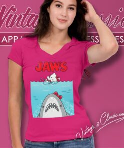 Hello Kitty Jaws Parody Shirt 4 Hello Kitty Jaws Parody V Neck TShirt