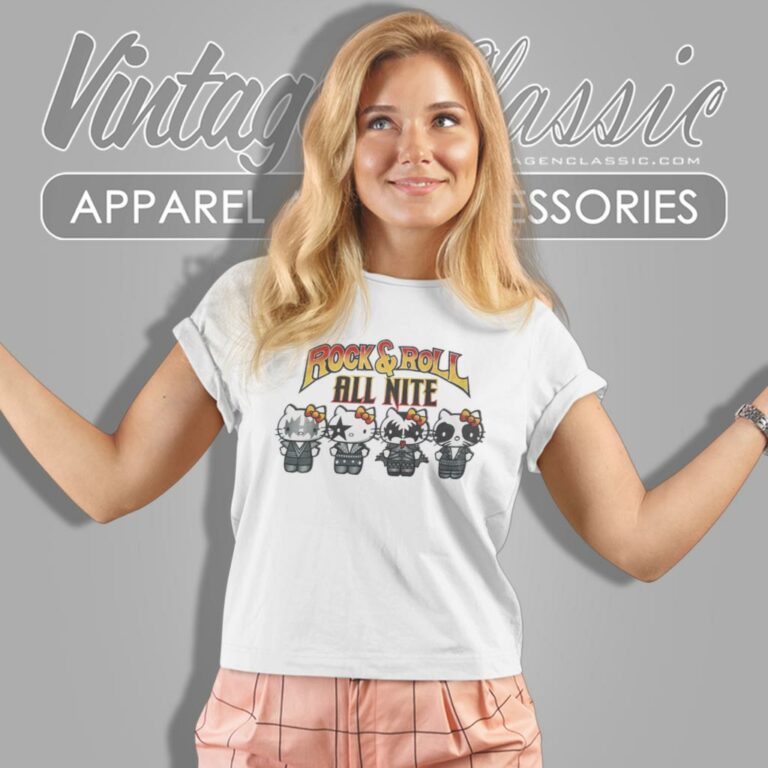 Hello Kitty Kiss Band Parody Shirt Rock And Roll All Nite Women T Shirt Hello Kitty Kiss Band Parody Shirt Rock And Roll All Nite Women T Shirt
