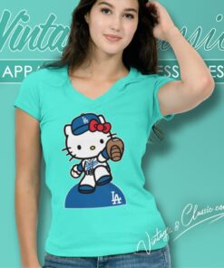 Hello Kitty Los Angeles Dodgers V Neck TShirt