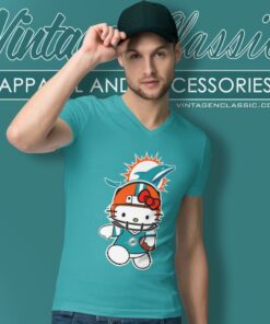 Hello Kitty Miami Dolphins V Neck TShirt