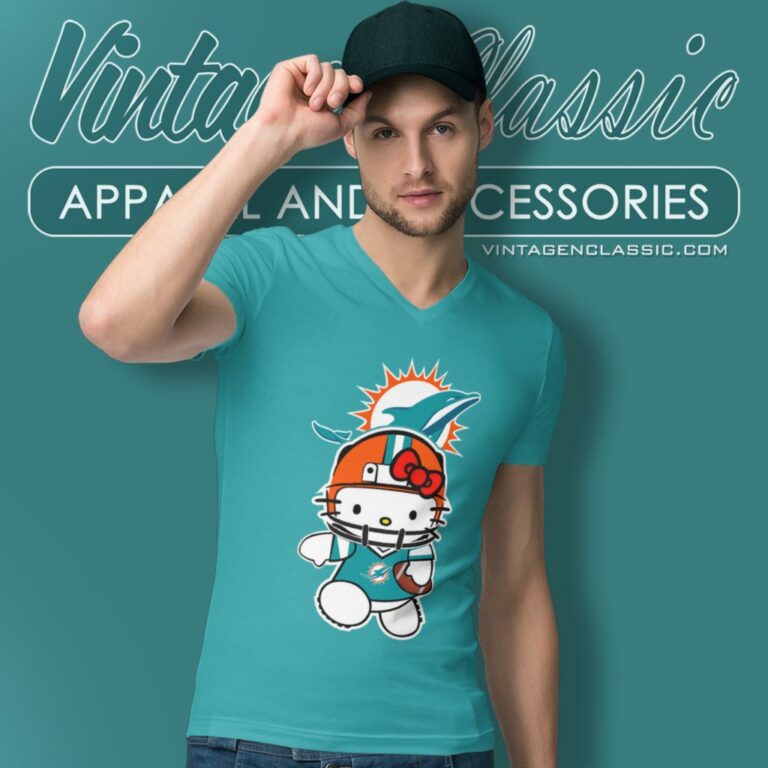 Hello Kitty Miami Dolphins V Neck TShirt Hello Kitty Miami Dolphins V Neck TShirt