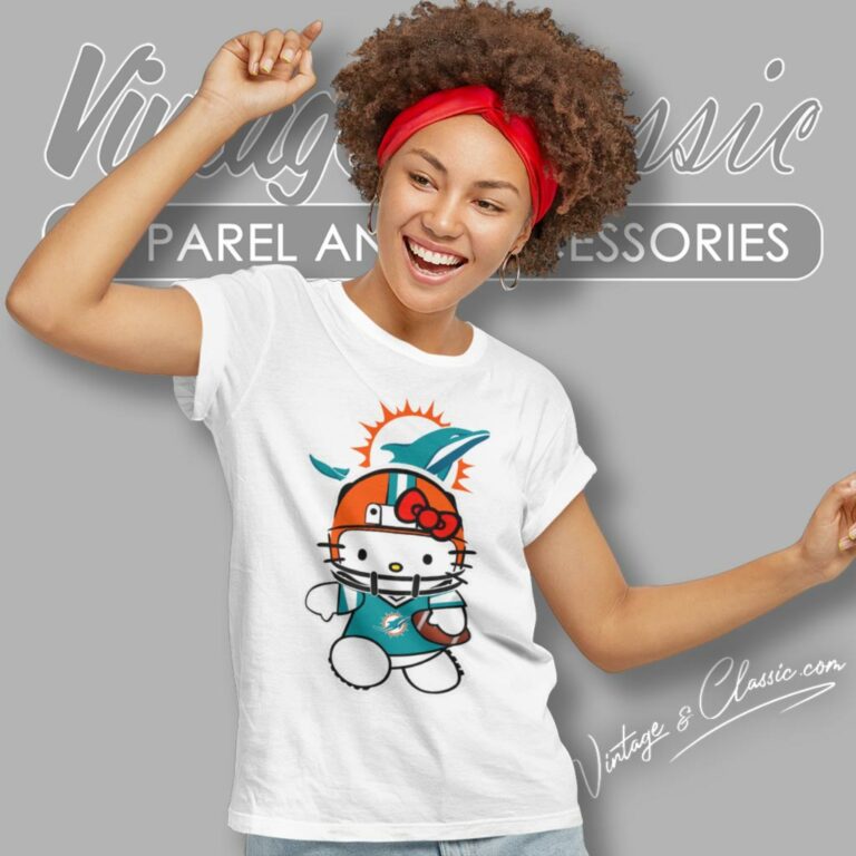 Hello Kitty Miami Dolphins Women T Shirt Hello Kitty Miami Dolphins Women T Shirt