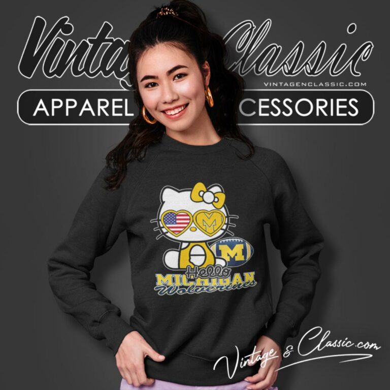 Hello Kitty Michigan Wolverines Sweatshirt Hello Kitty Michigan Wolverines Sweatshirt