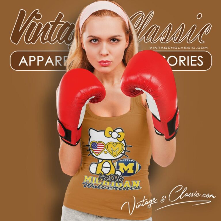 Hello Kitty Michigan Wolverines Tank Top Racerback Hello Kitty Michigan Wolverines Tank Top Racerback