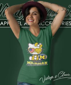 Hello Kitty Michigan Wolverines V Neck TShirt