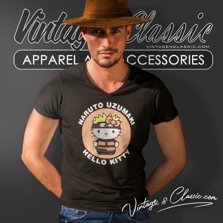 Hello Kitty Naruto Uzumaki V Neck TShirt Hello Kitty Naruto Uzumaki V Neck TShirt